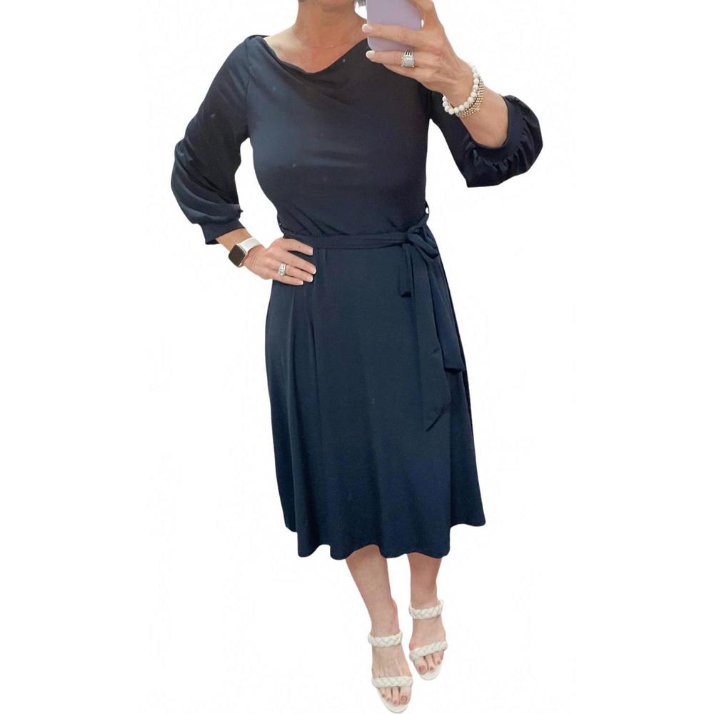 NEW JANETTE FASHION alice midi dress in navy